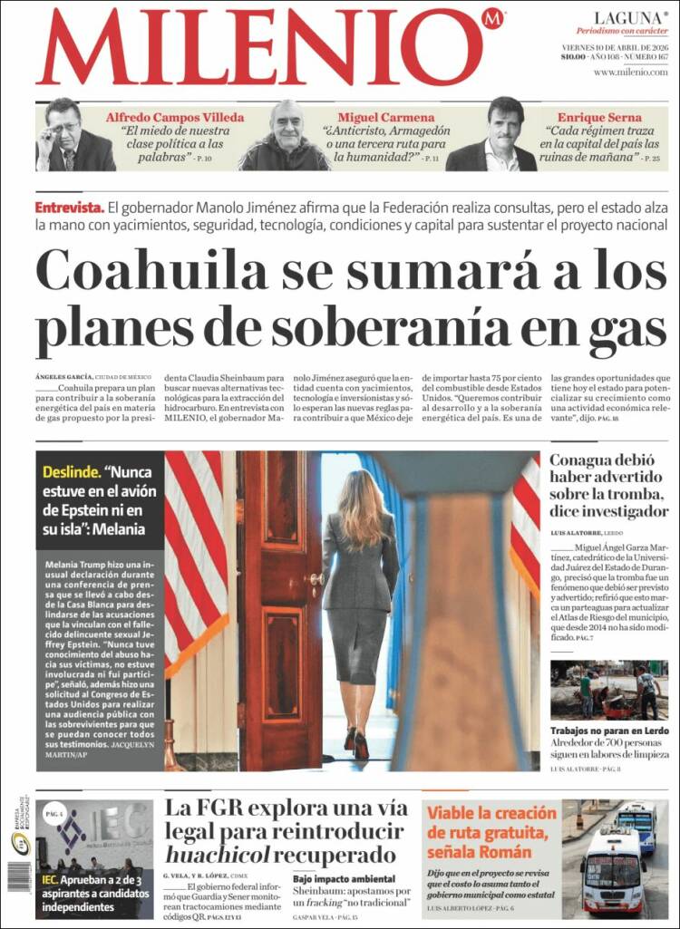 Portada de Milenio - Laguna (M&eacute;xico)