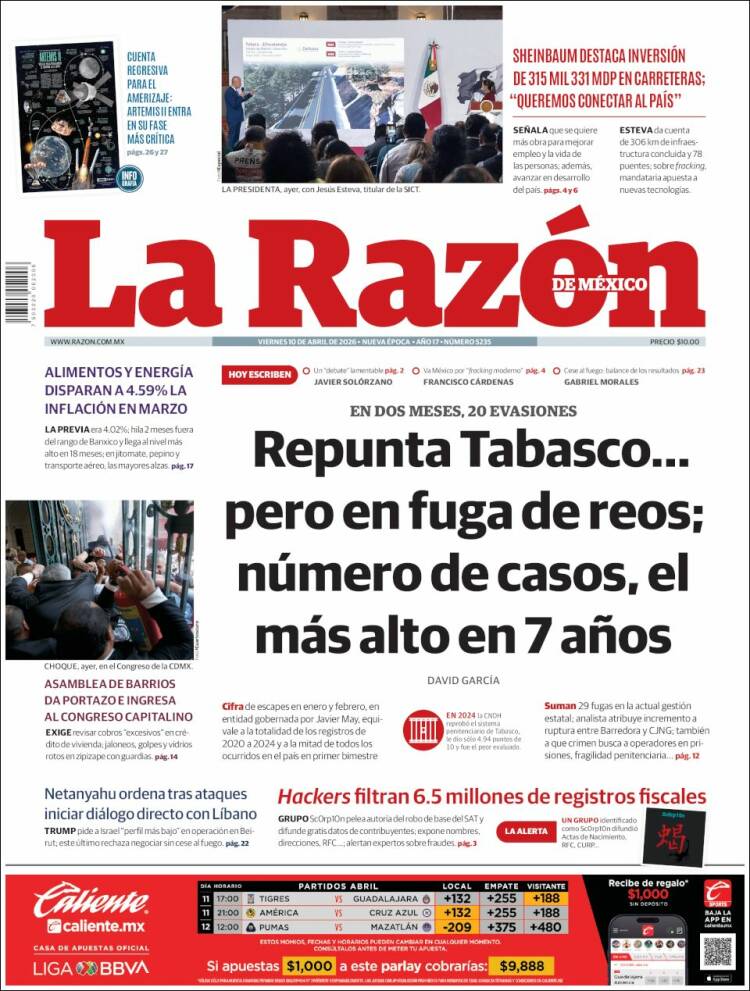Portada de La Razón (M&eacute;xico)