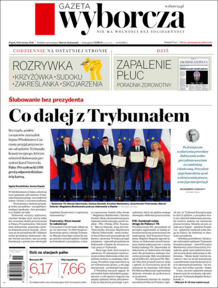 Portada de Gazeta Wyborcza (Polonia)