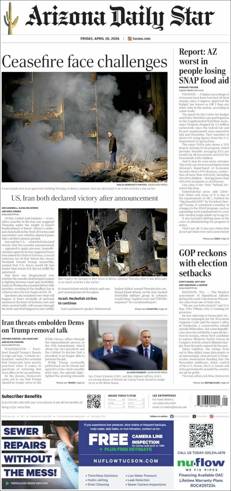 Portada de Arizona Daily Star (USA)