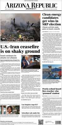 Portada de Arizona Republic News (USA)