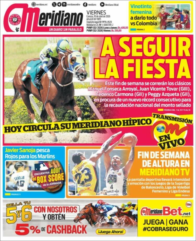 Portada de Meridiano (Venezuela)