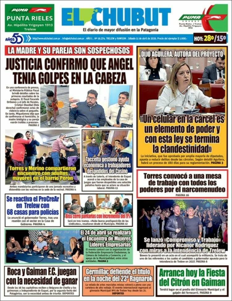 Portada de El Chubut (Argentina)