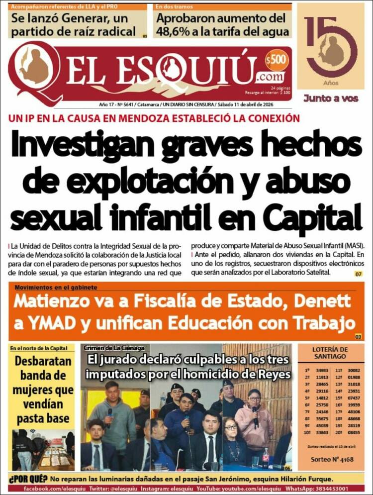 Portada de El Esquiu (Argentina)