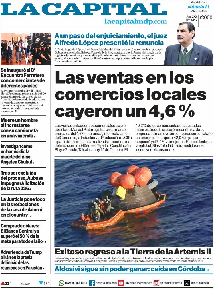 Portada de Diario La Capital - Mar del Plata (Argentina)