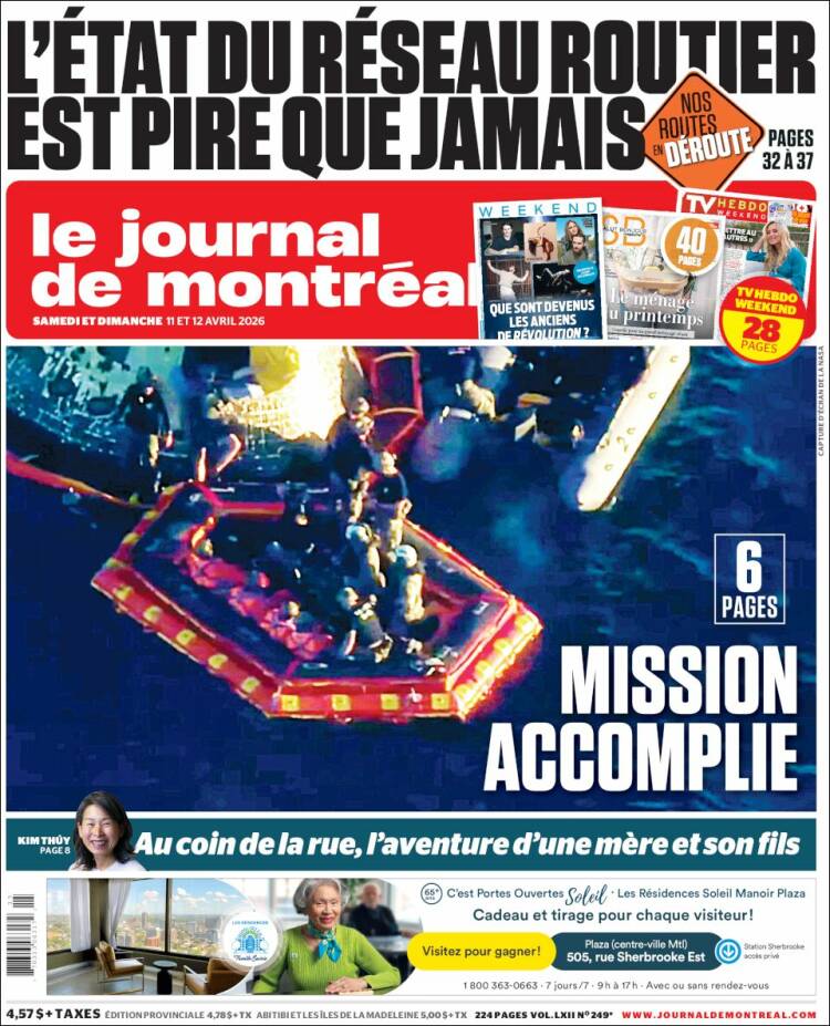 Portada de Le Journal de Montréal (Canad&aacute;)