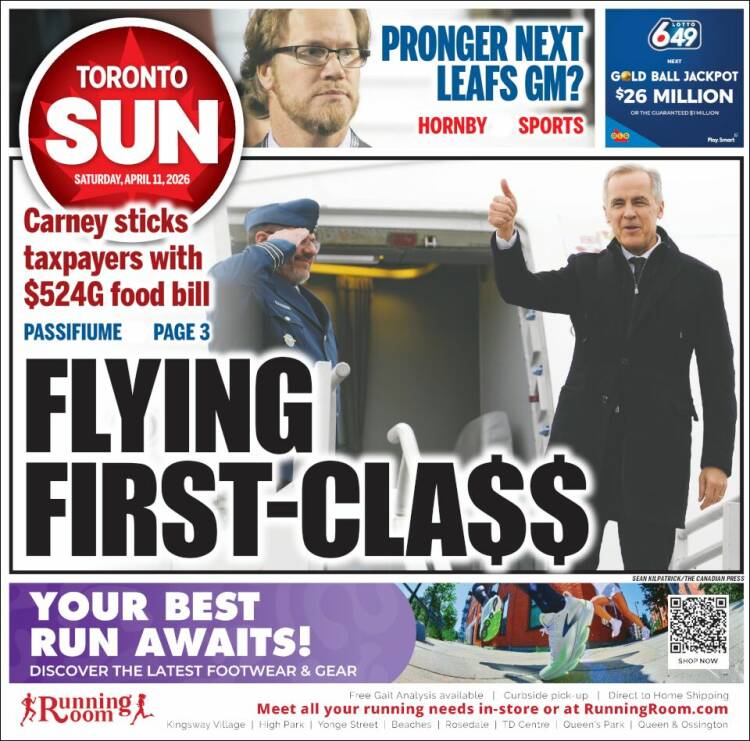Portada de The Toronto Sun (Canad&aacute;)