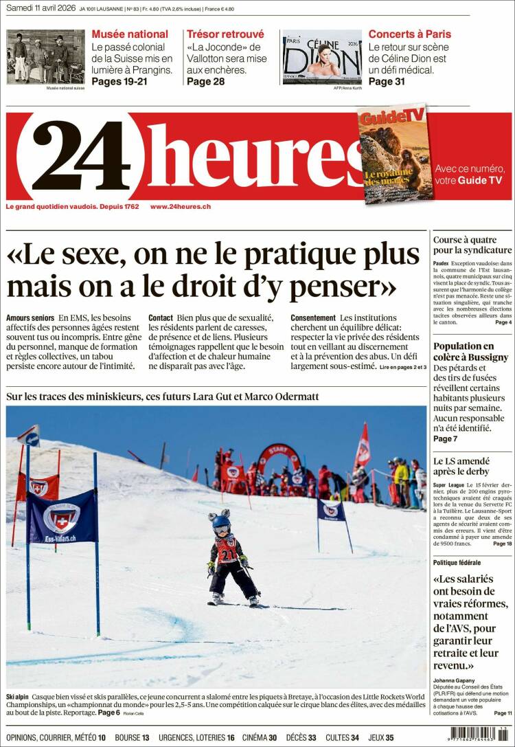 Portada de 24 Heures (Suiza)