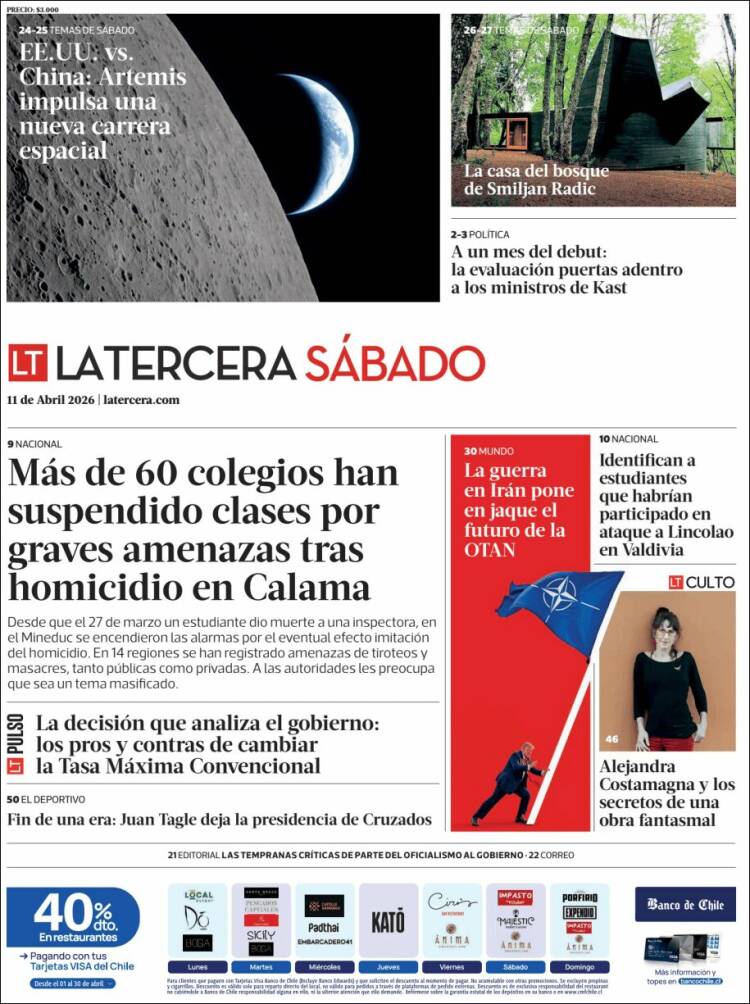 Portada de La Tercera (Chile)