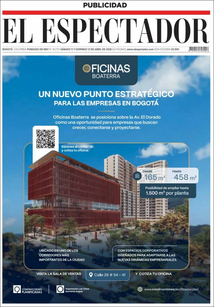 Portada de El Espectador (Colombia)