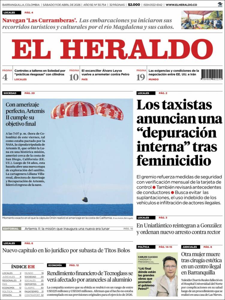 Portada de El Heraldo (Colombia)