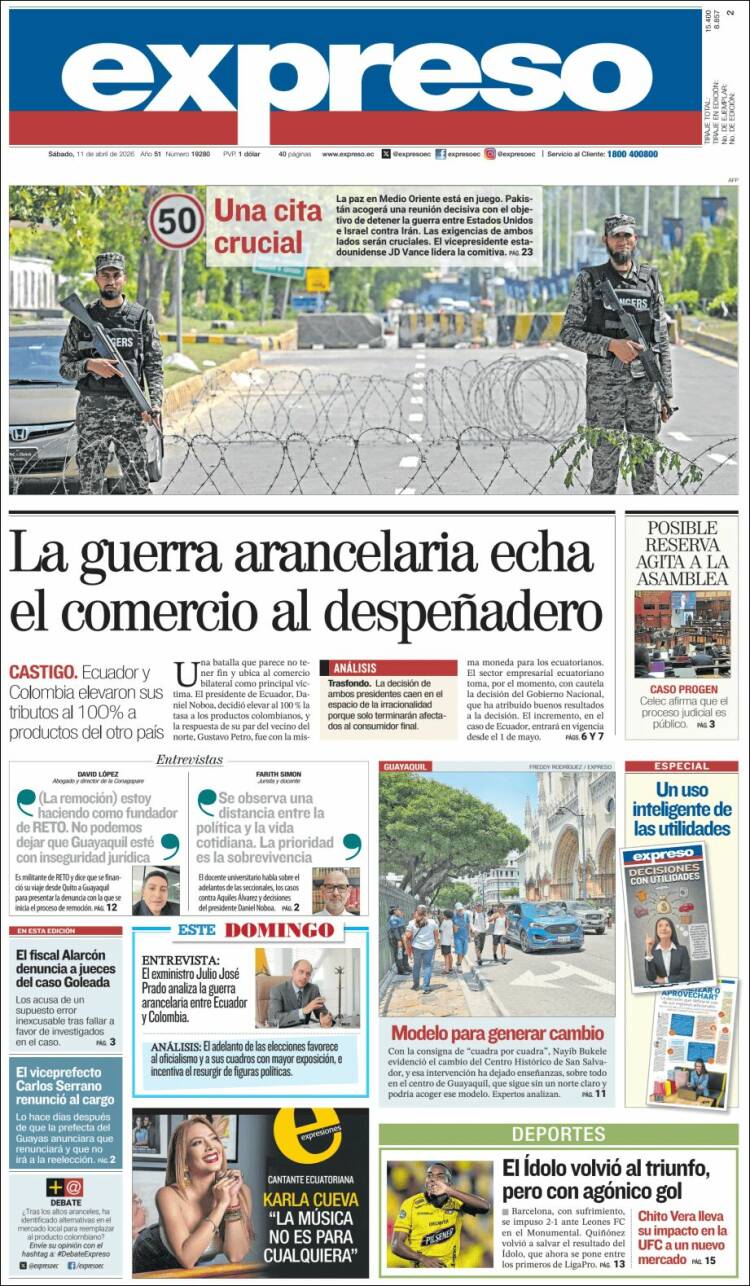 Portada de Expreso (Ecuador)