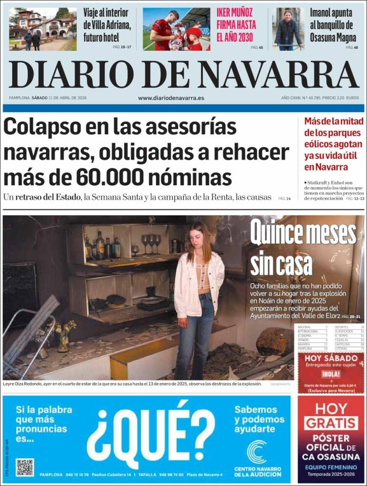 Portada de Diario de Navarra (Espa&ntilde;a)