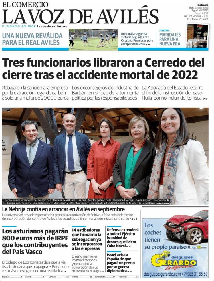 Portada de El Comercio - Avilés (Espa&ntilde;a)