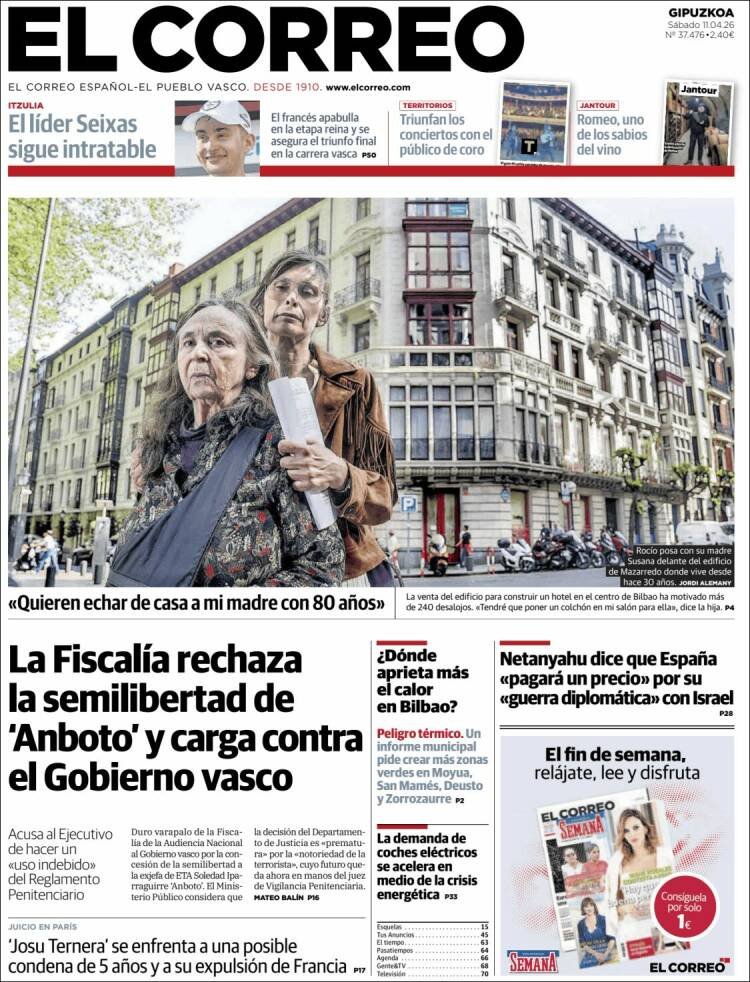 Portada de El Correo - Guipuzcoa (Espa&ntilde;a)