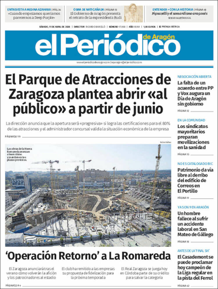 Portada de El Periódico de Aragón (Espa&ntilde;a)