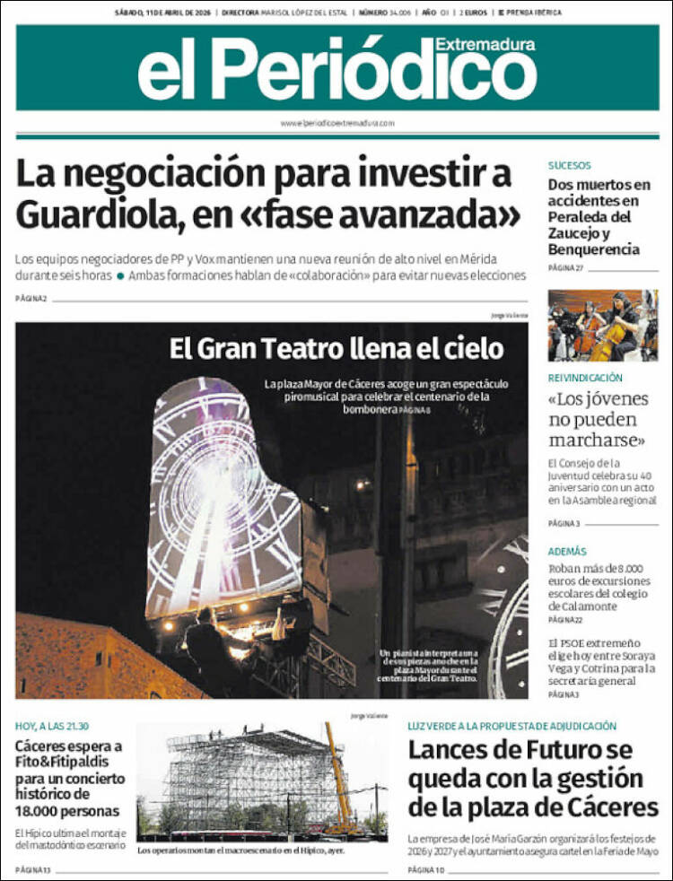Portada de El Periódico de Extremadura (Espa&ntilde;a)