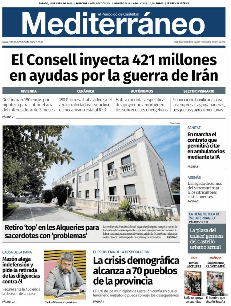 Portada de El Periódico Mediterraneo (Espa&ntilde;a)