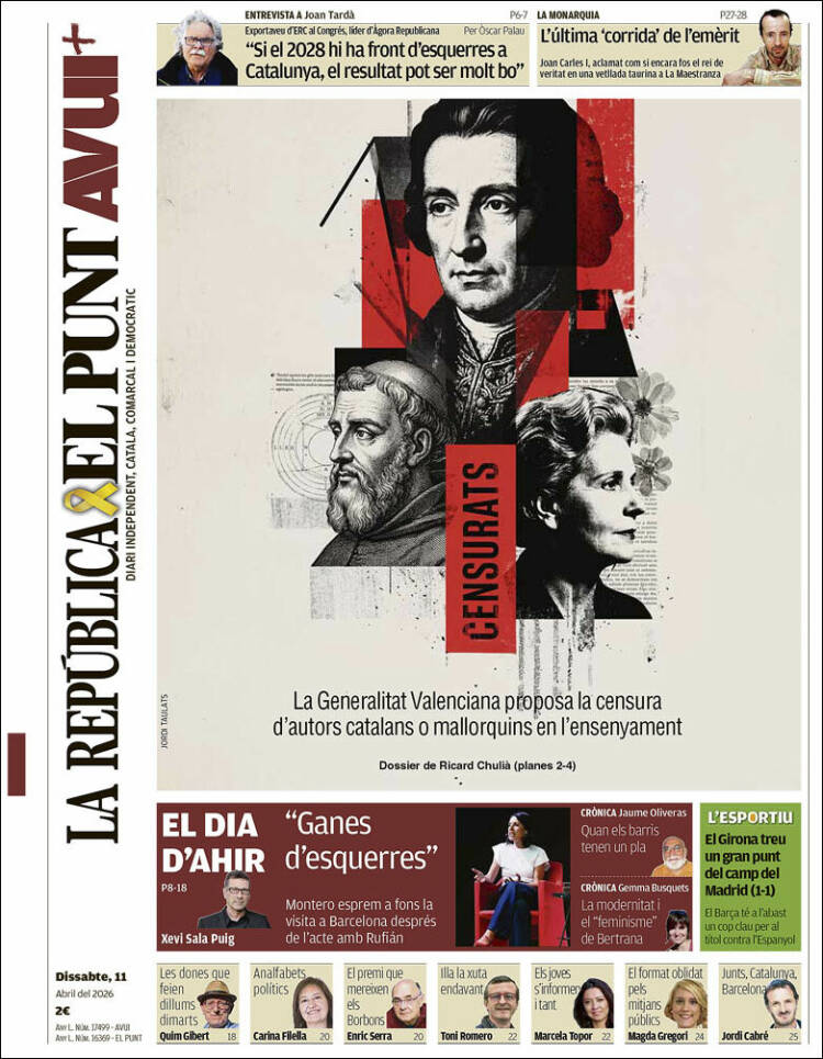 Portada de El Punt Avui (Espa&ntilde;a)