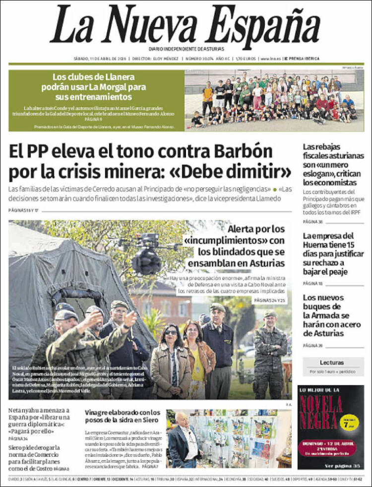 Portada de La Nueva España (Espa&ntilde;a)