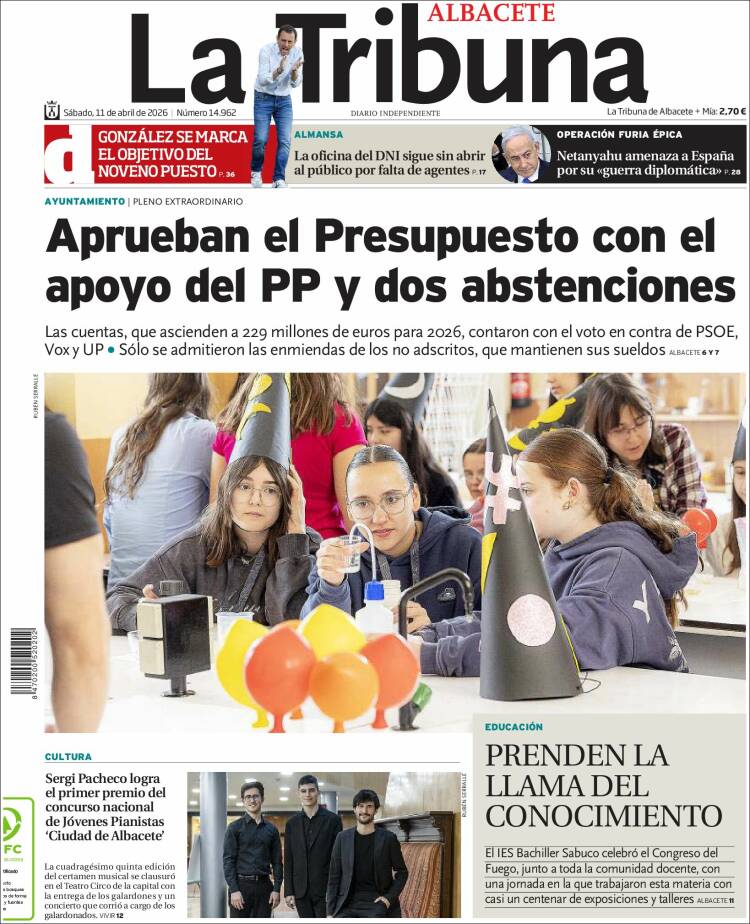 Portada de La Tribuna de Albacete (Espa&ntilde;a)
