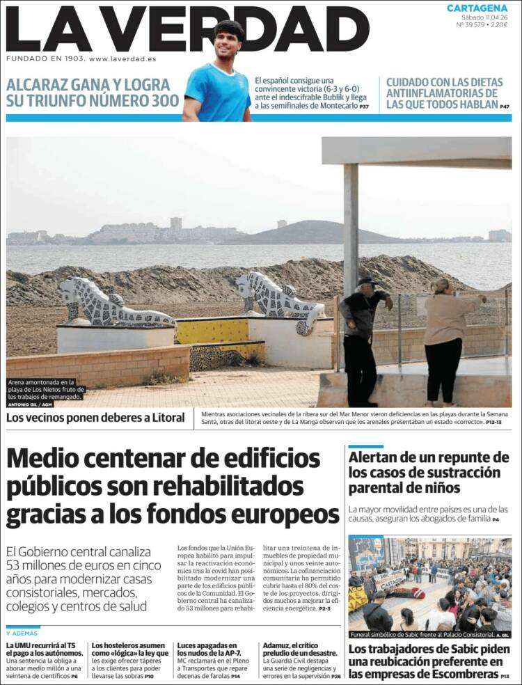 Portada de La Verdad de Cartagena (Espa&ntilde;a)