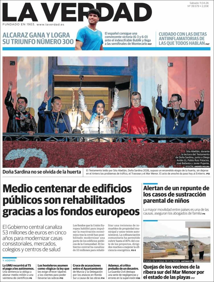Portada de La Verdad de Murcia (Espa&ntilde;a)