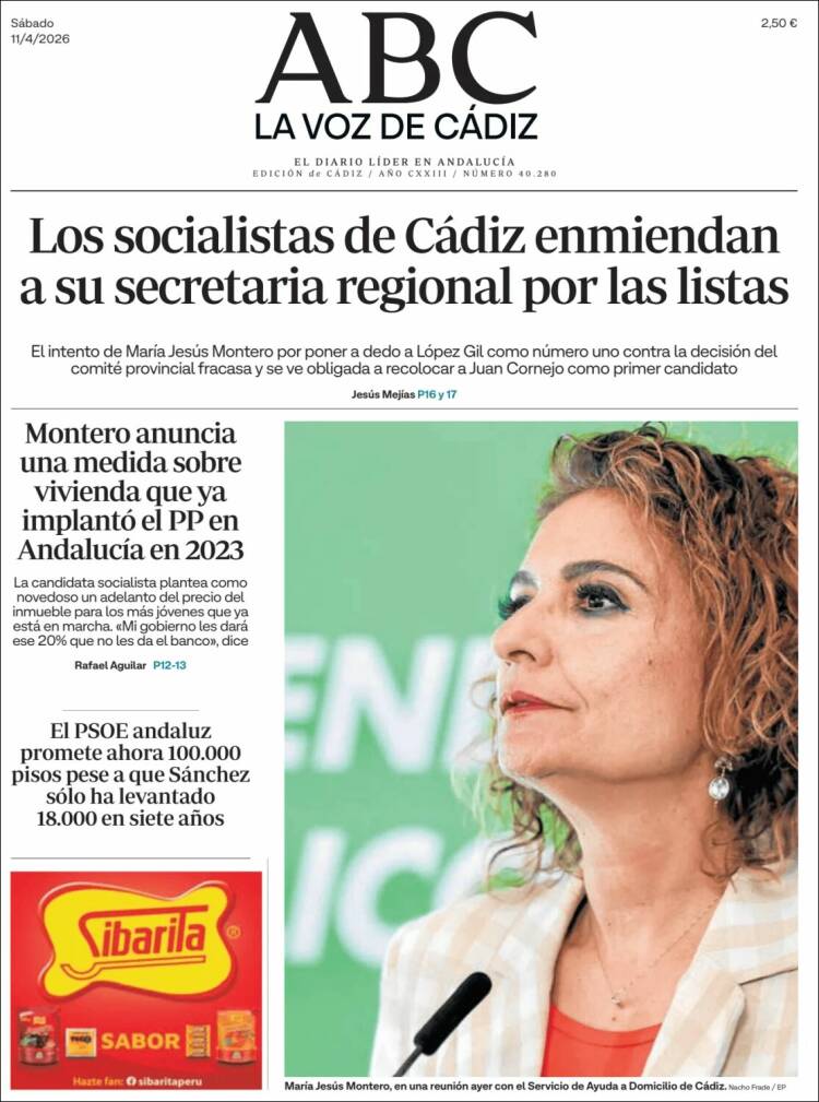 Portada de La Voz de Cádiz (Espa&ntilde;a)
