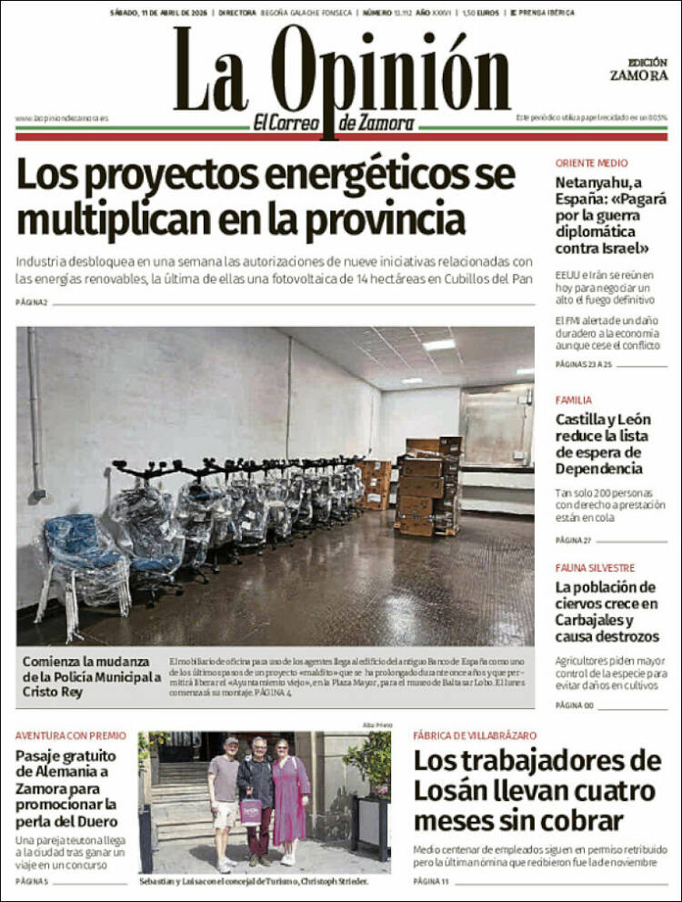 Portada de La Opinión - El Correo de Zamora (Espa&ntilde;a)
