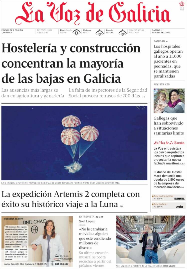 Portada de La Voz de Galicia (Espa&ntilde;a)