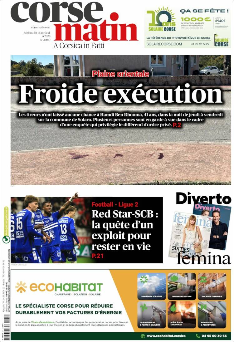 Portada de Corse-Matin (Francia)