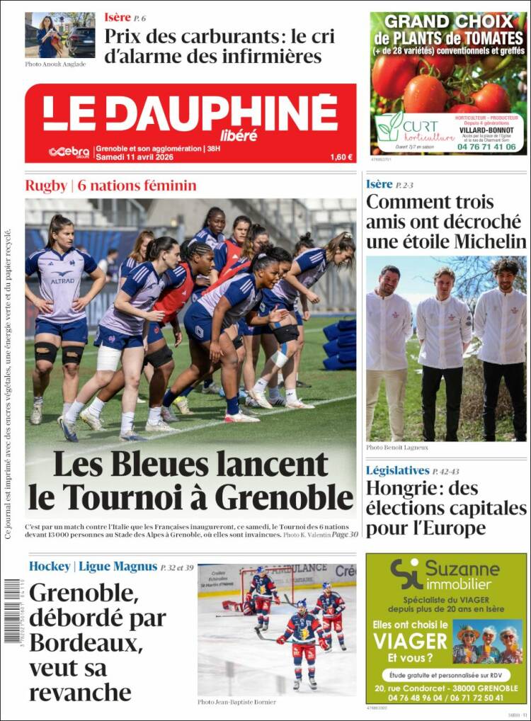 Portada de Le Dauphiné Libéré (Francia)
