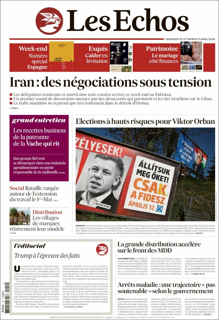 Portada de Les Echos (Francia)