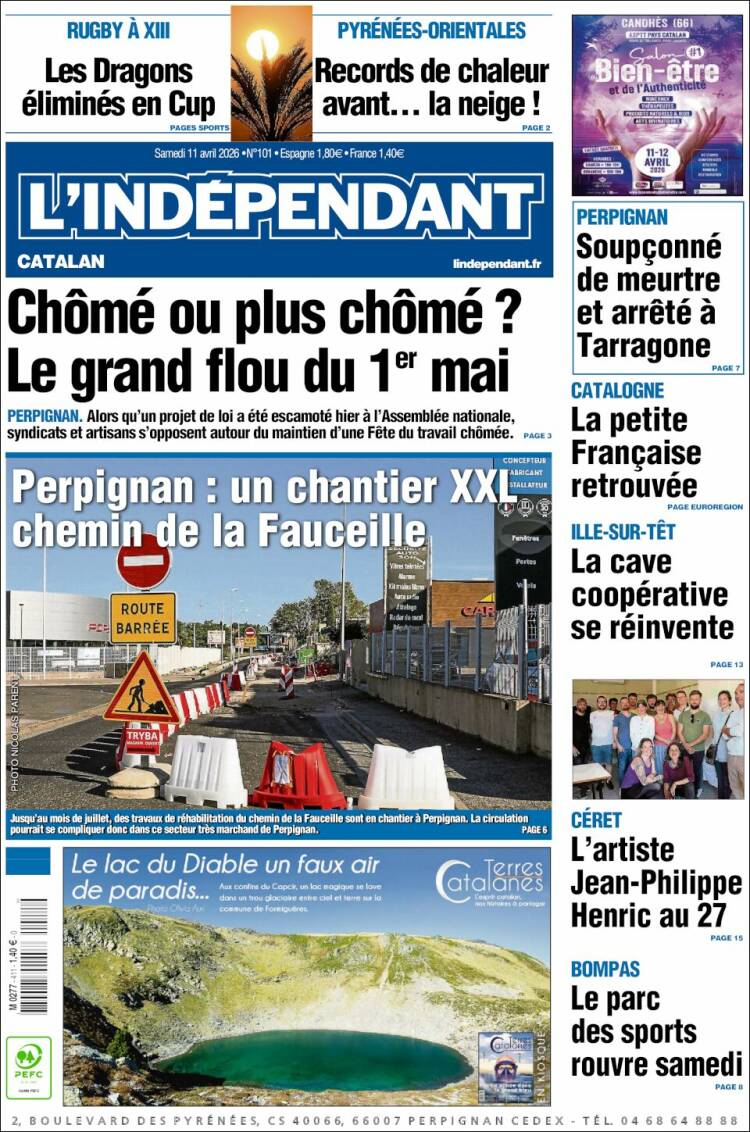 Portada de Le Indépendant (Francia)