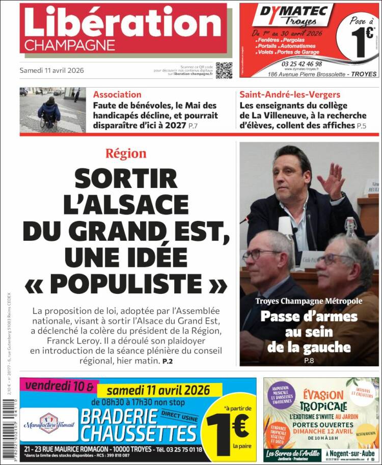 Portada de Libération Champagne (Francia)