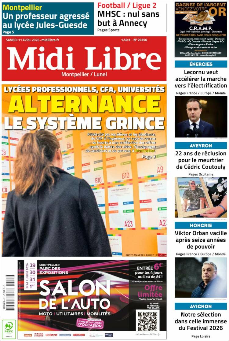 Portada de Midi Libre (Francia)