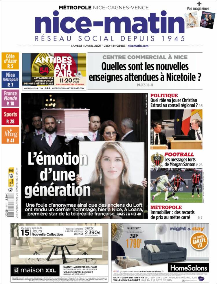 Portada de Nice-Matin (Francia)