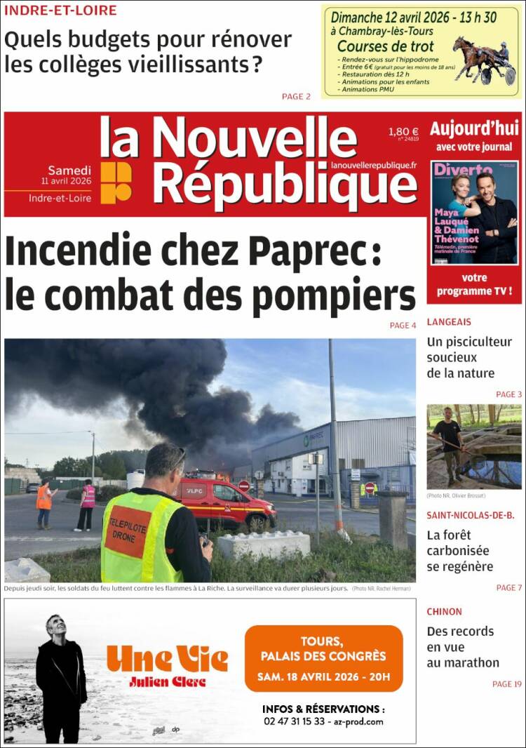 Portada de La Nouvelle Republique (Francia)