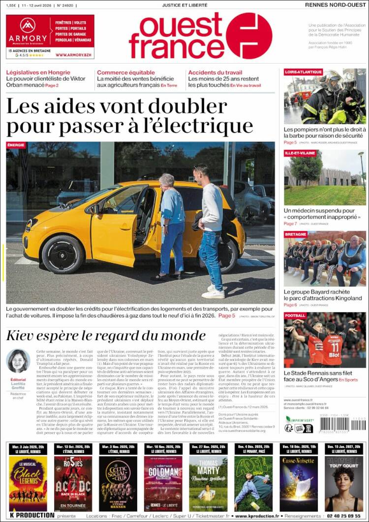 Portada de Ouest France (Francia)
