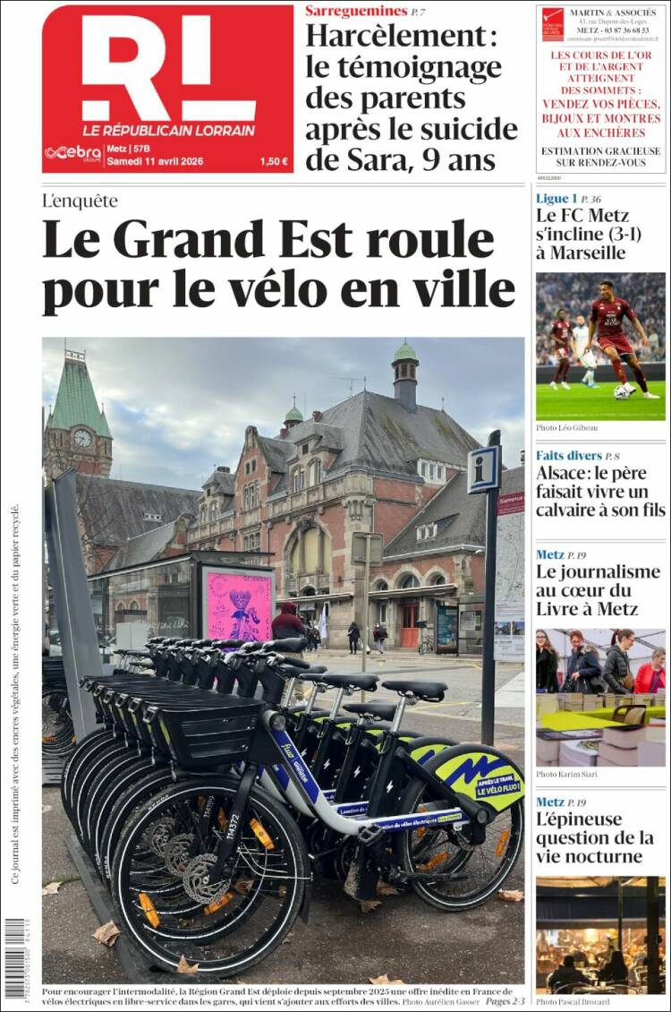 Portada de Le Republicain Lorrain (Francia)