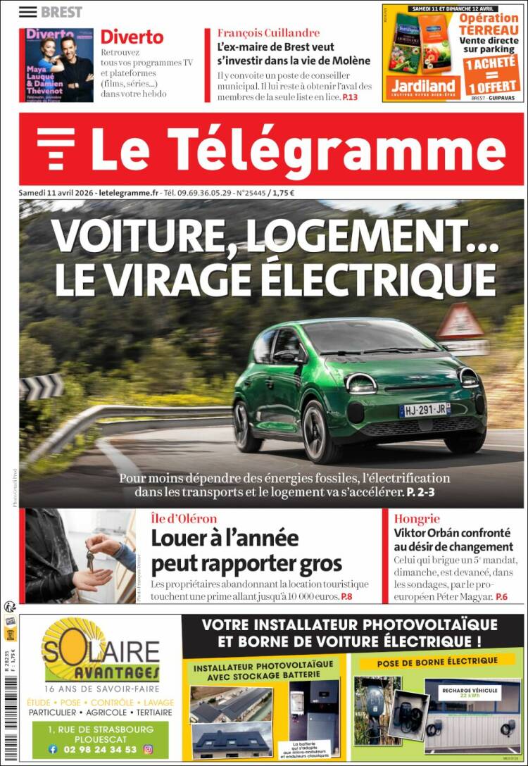 Portada de Télégramme (Francia)