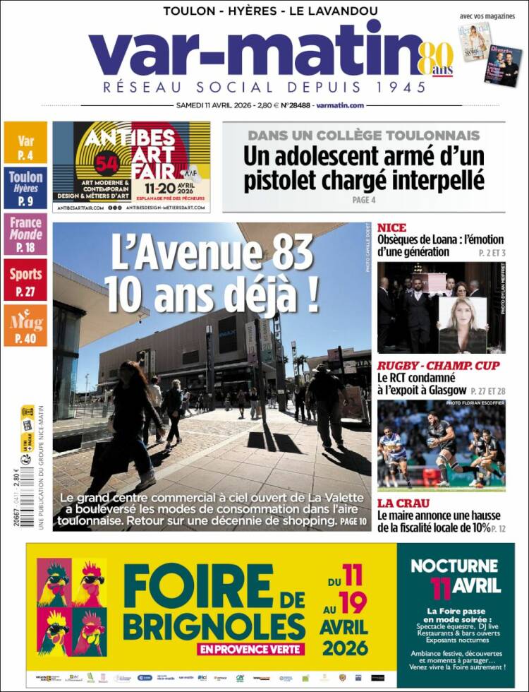 Portada de Var-Matin (Francia)