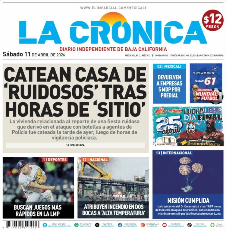 Portada de La Crónica de Baja California (M&eacute;xico)