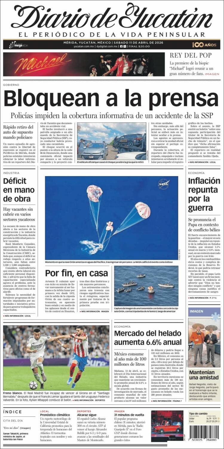 Portada de Diario de Yucatán (M&eacute;xico)
