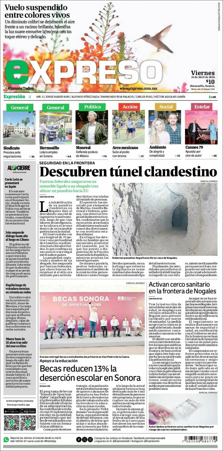 Portada de Expreso (M&eacute;xico)