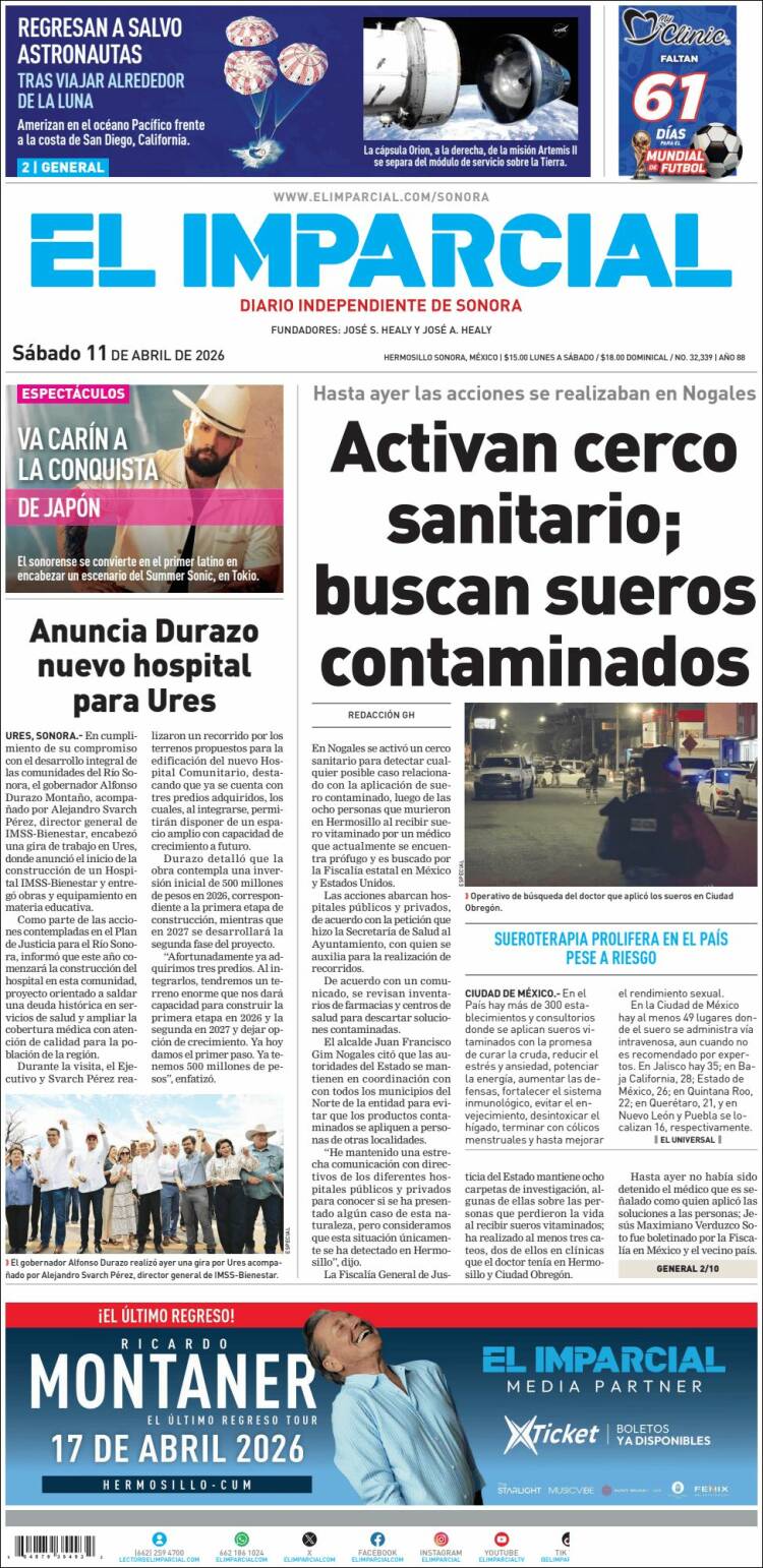 Portada de El Imparcial (M&eacute;xico)