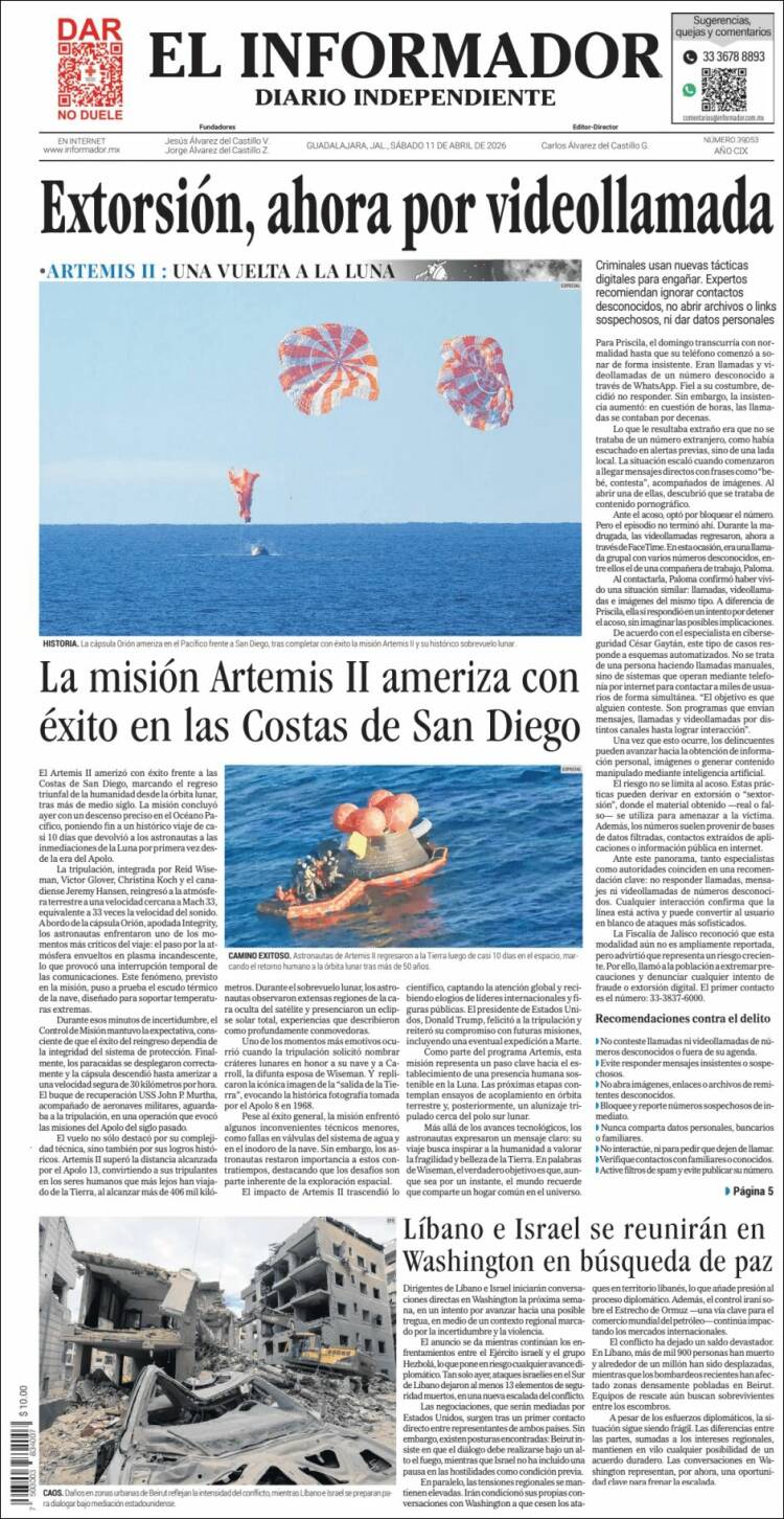 Portada de El Informador (M&eacute;xico)