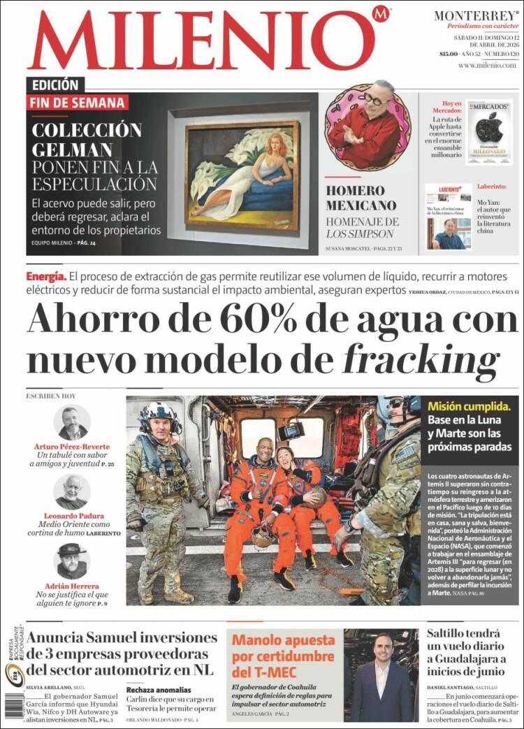 Portada de Milenio de Monterrey (M&eacute;xico)