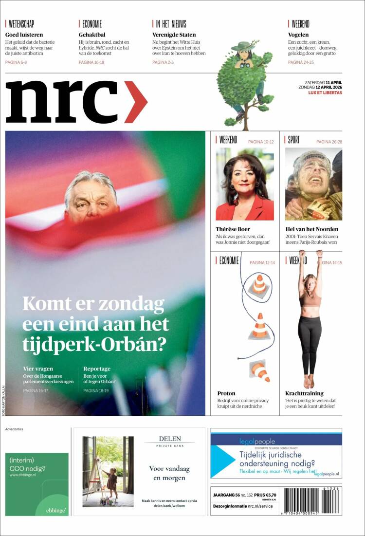 Portada de NRC Handelsblad (Pa&iacute;ses Bajos)