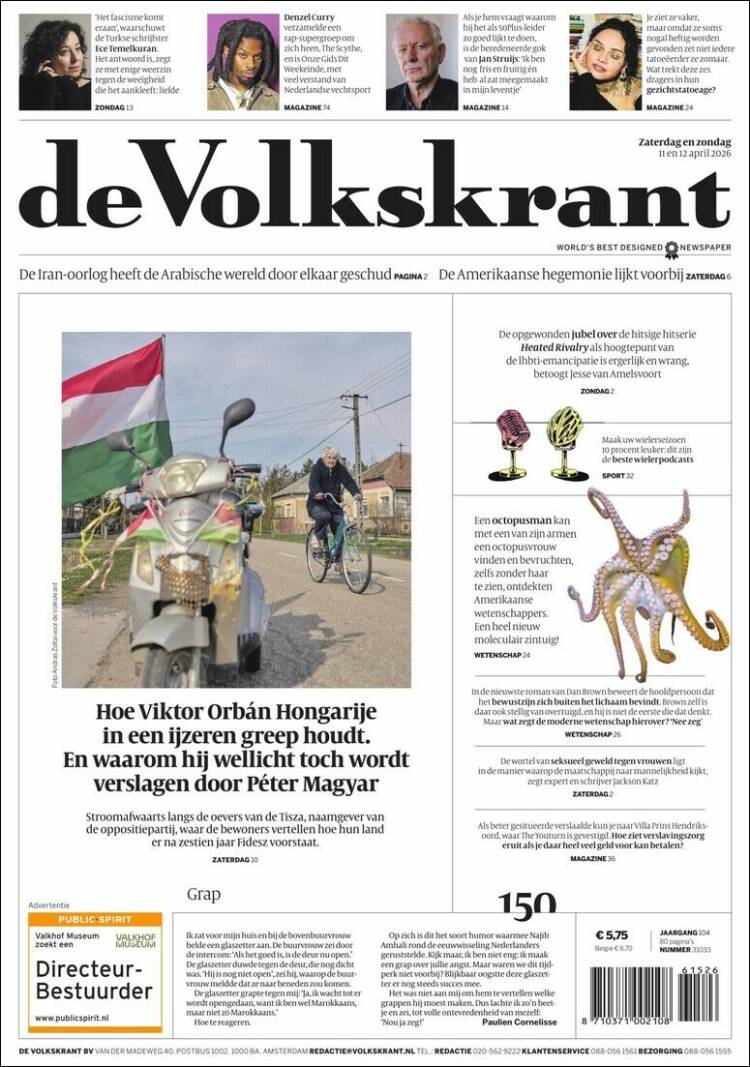 Portada de De Volkskrant (Pa&iacute;ses Bajos)